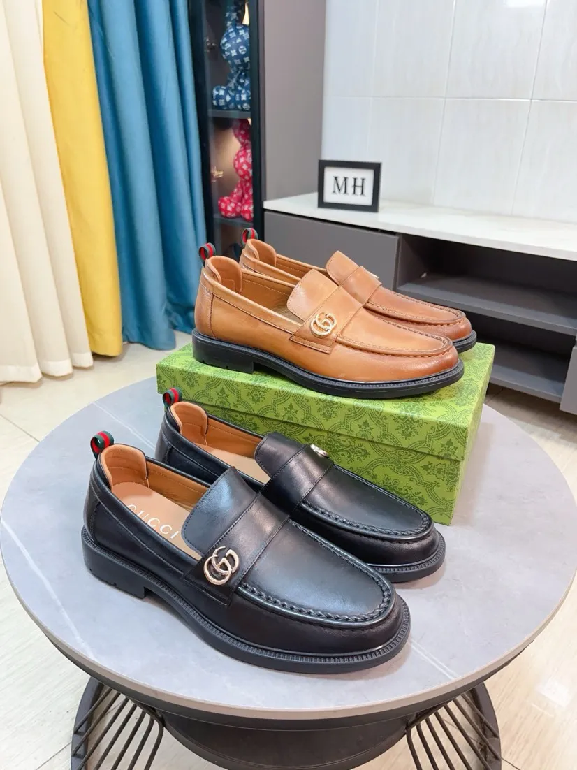 Men's shoes 💰500🌹🌹[GUCCI Gucci] A new style of formal men's leather shoes is coming ~ The original quality upper is made of Italian cowhide➕The leather is soft and delicate, comfortable and soft. The top layer of genuine leather, rubber wear-resistant outsole, the shoe shape is dignified and domineering, and the luxury charm is not concealed! The natural and free nouveau riche leads the trend. Code number: 38-44